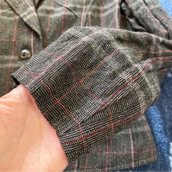 🍂 BETTY BARCLAY GREY RED PLAID WOOL BLEND BLAZER JACKET! - Picture 7 of 15